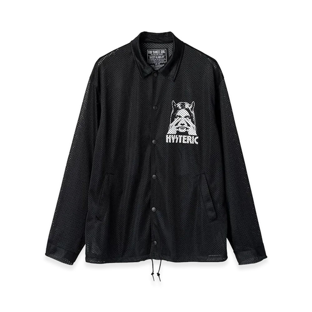 HYSTERIC GLAMOUR See No Evil Mesh Coach Jacket "Black"