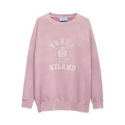 PRADA Women's Cotton Crew-Neck Sweatshirt "Mauve"