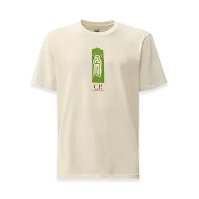 C.P. Company 24/1 Jersey Front and Back Logo T-Shirt "Gauze White"
