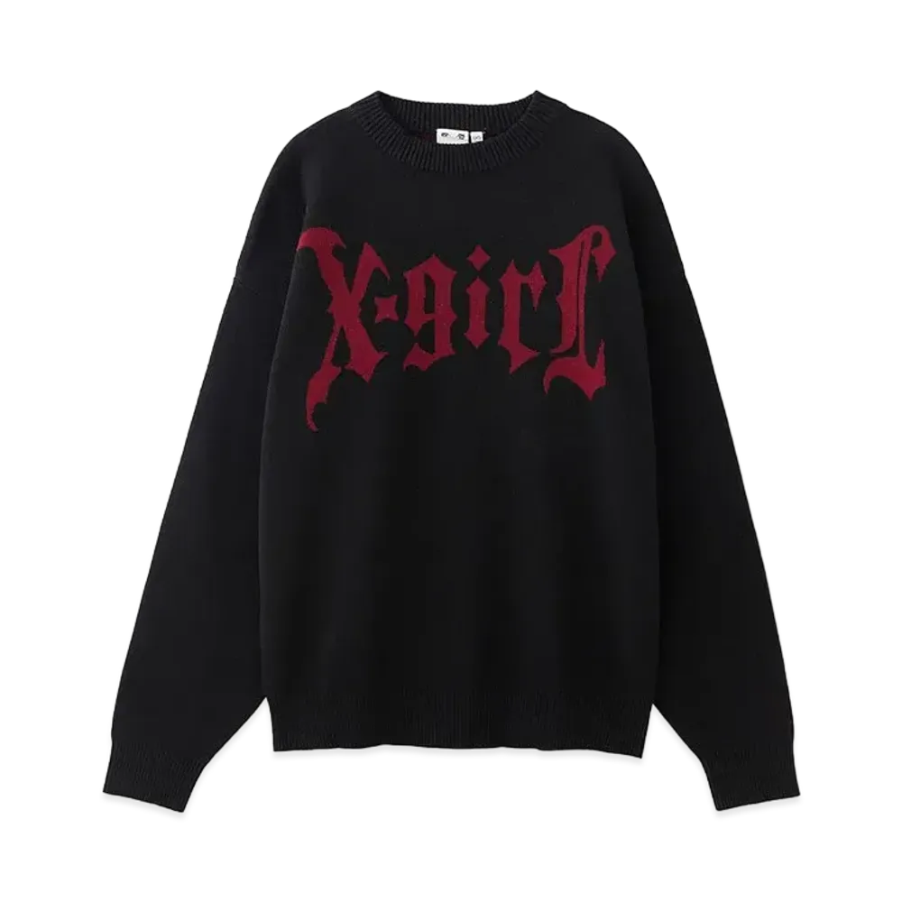X-Girl Gothic Logo Jacquard Knit Top "Black"