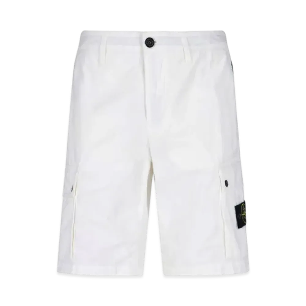 Stone Island L11WA Brushed Cotton Canvas Garment Dyed Bermuda Shorts - 23SS "White"