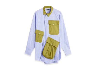 COMME des GARCONS HOMME PLUS Stripe Twist Shirt With Pocket "Blue"