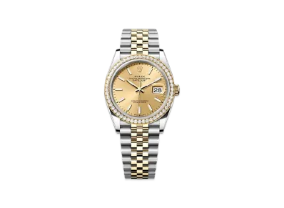 ROLEX Datejust 36mm Oystersteel & Yellow Gold Diamond 126283RBR "Champagne-colour"