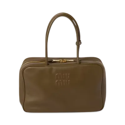 MIUMIU Leather Beau Bag Large "Khaki"