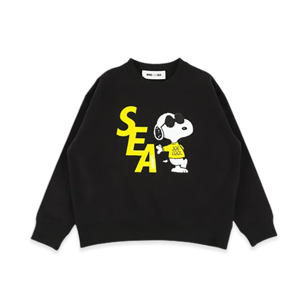 WIND AND SEA x SMOOTHY Snoopy Kids Crewneck Sweatshirt "Black"