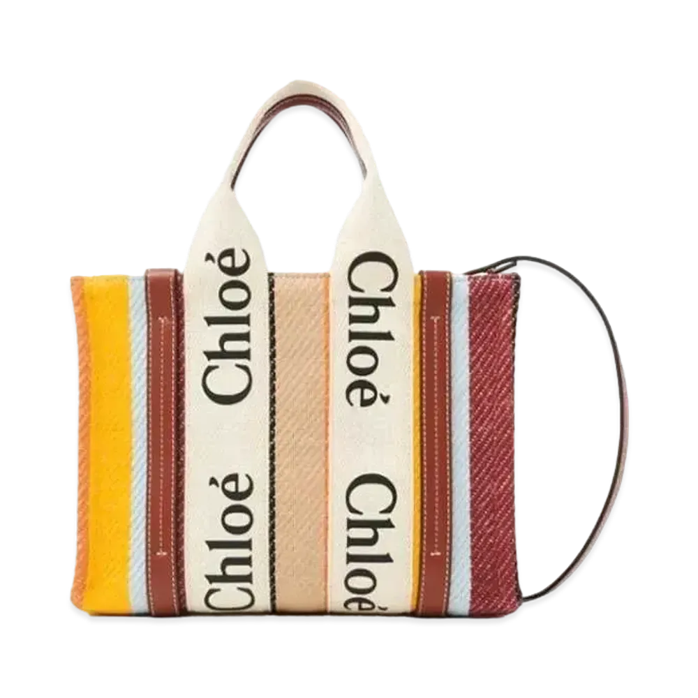 Chloe Woody Small Tote Bag "Brown Multicolour"