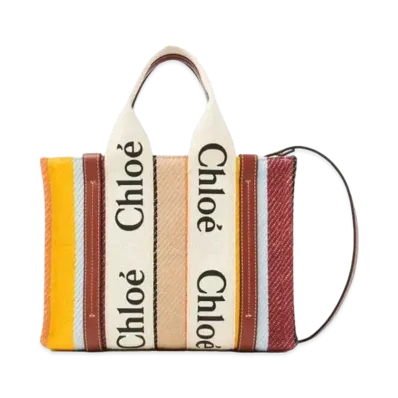 Chloe Woody Small Tote Bag "Brown Multicolour"