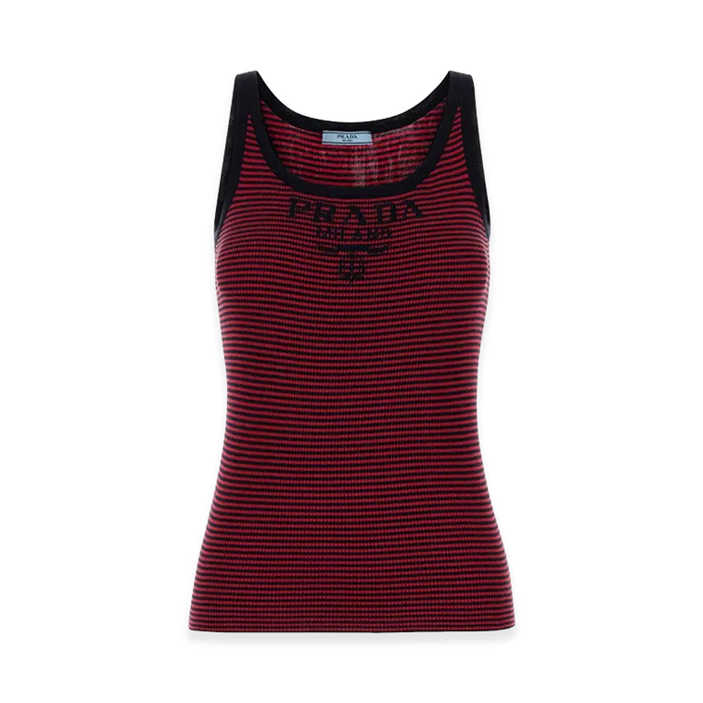 PRADA Women's Embroidesilk Tank Top "Stripped"