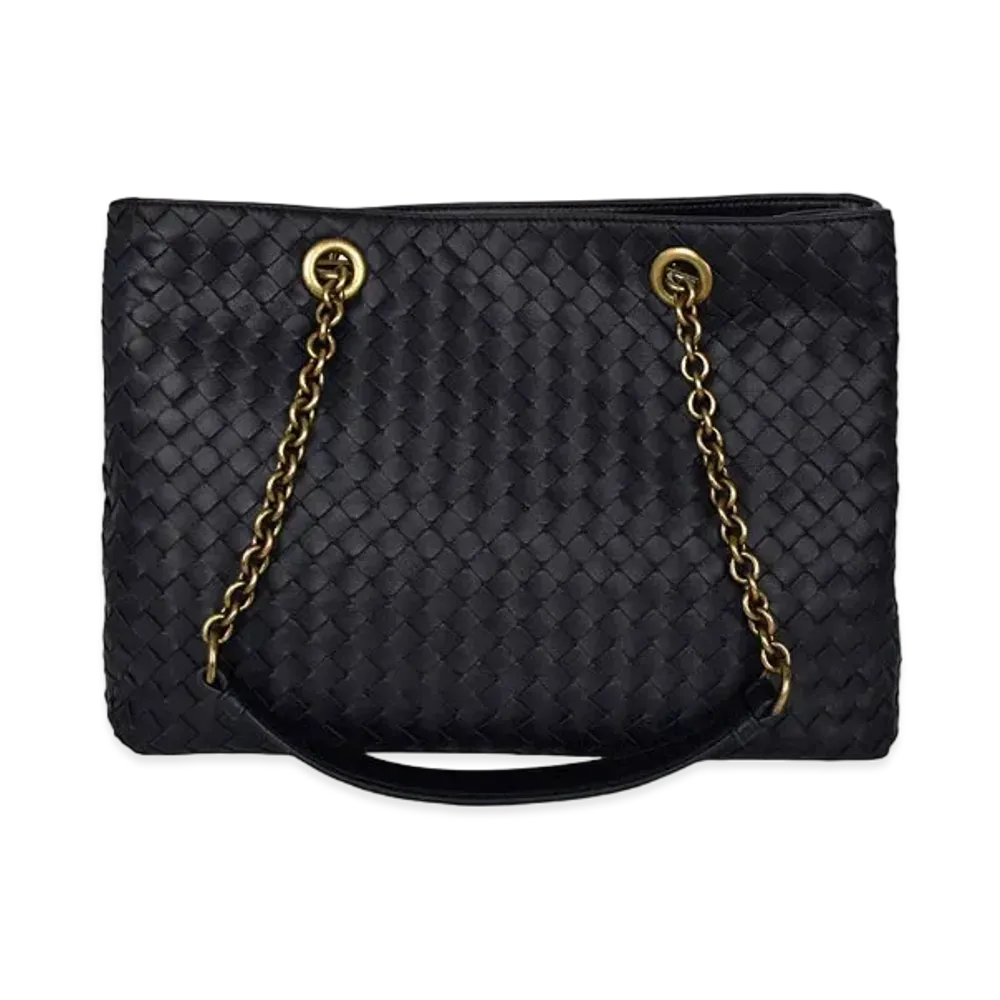 Bottega Veneta Lambskin Hand Bag "Dark Blue"
