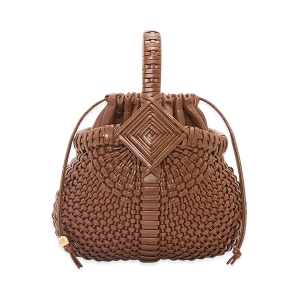 LOEWE Diamond Round Basket Bag Mini "Dark Tan"