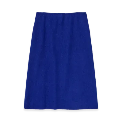 AURALEE Women's Fulled Wool Silk Skirt "Royal Blue"