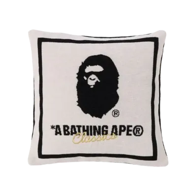 A BATHING APE Square Cushion "Ivory"