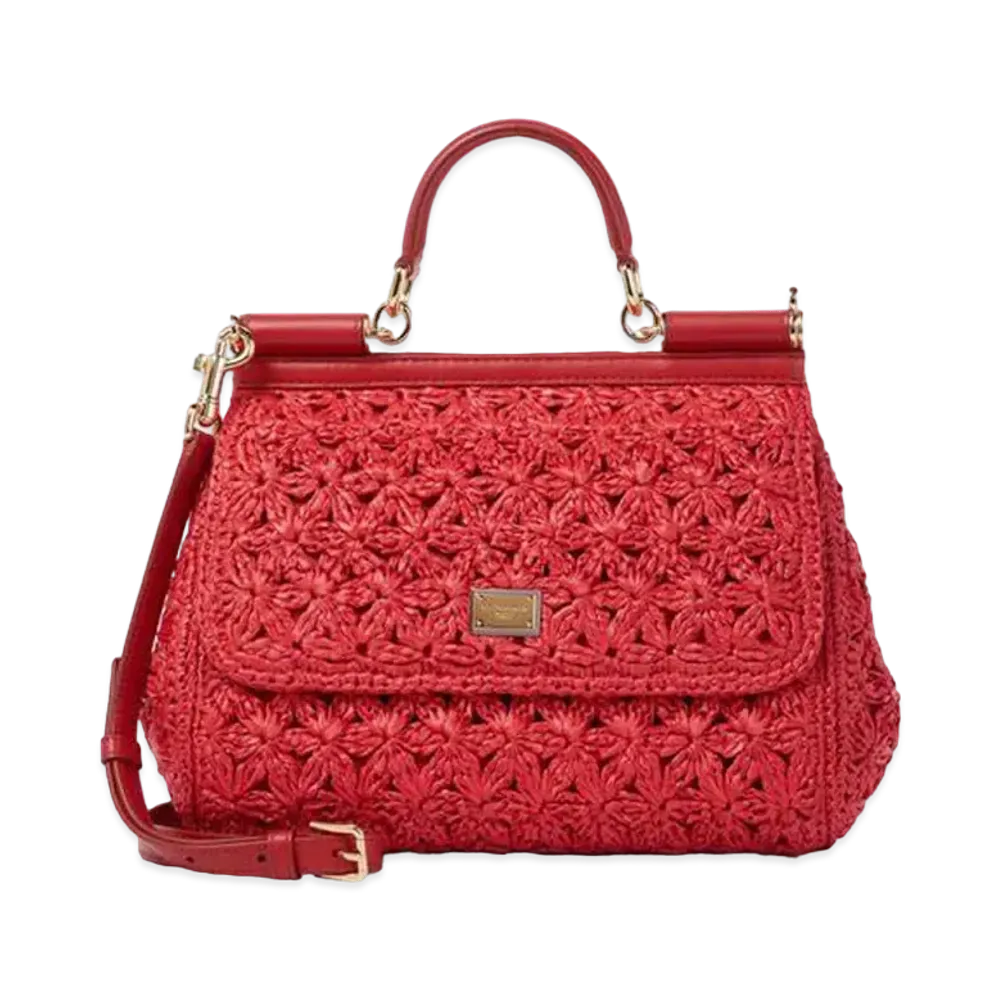 Dolce&Gabbana Sicily Bag Small Raffian Crosse "Red"
