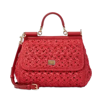Dolce&Gabbana Sicily Bag Small Raffian Crosse "Red"