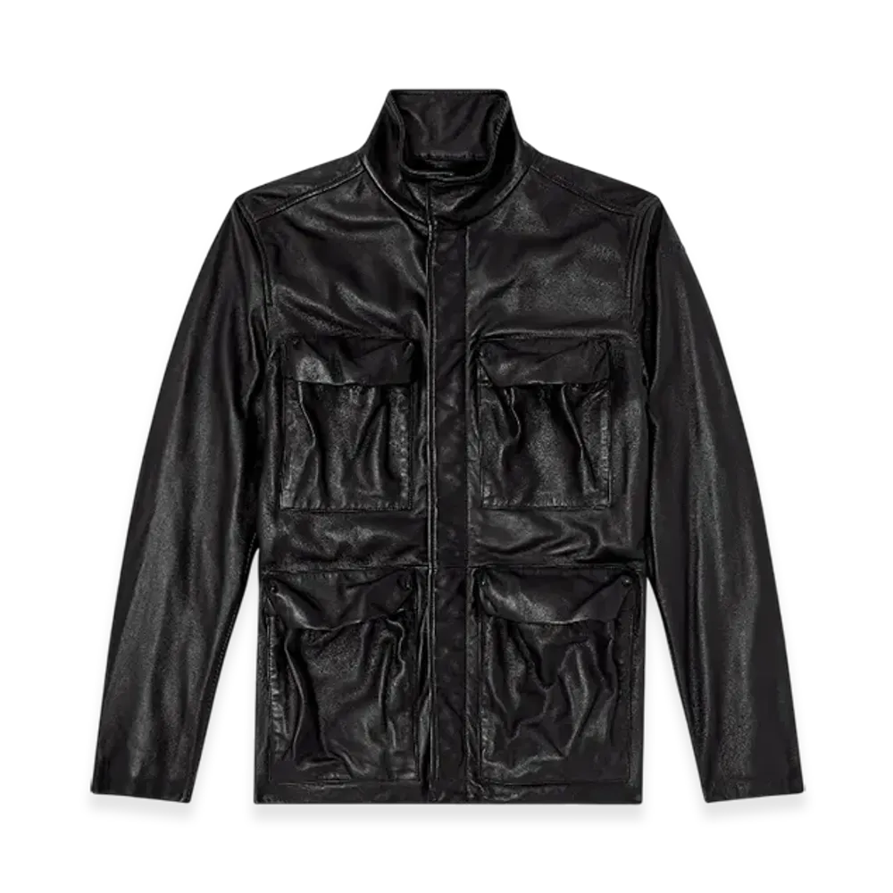 Diesel L-Gast Leather Jacket With Utility Pockets "Black"