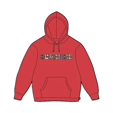 Supreme Collegiate Patchwork Leather Hooded Sweatshirt "Burnt Red"