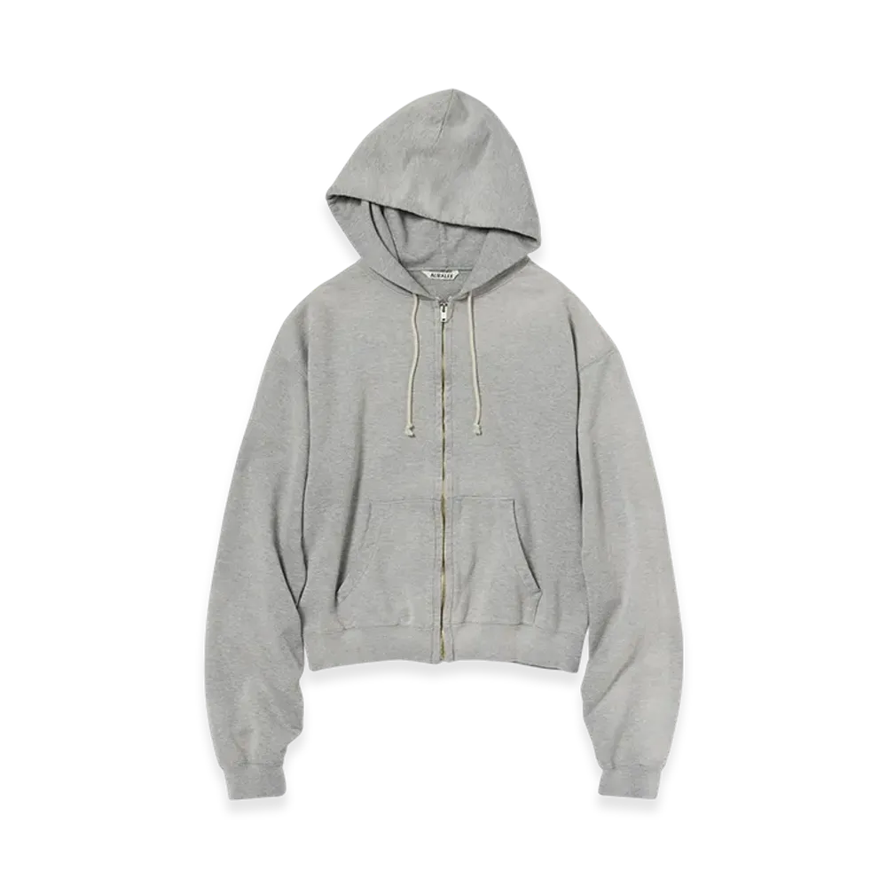 AURALEE Product Dyed Pima Light Sweat Zip Parka "Top Gray"