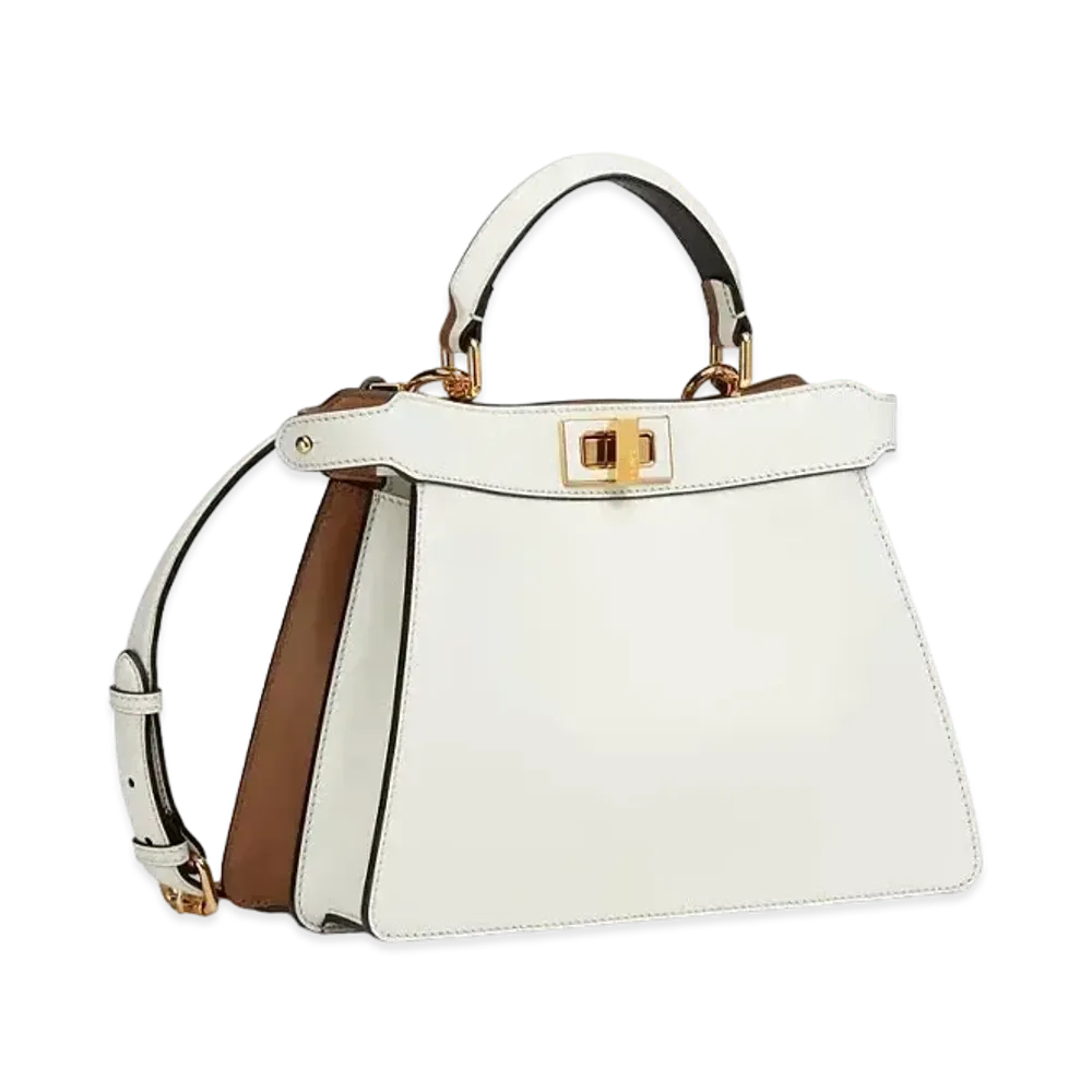 FENDI Peekaboo I See U Small & Leather Bag "White"