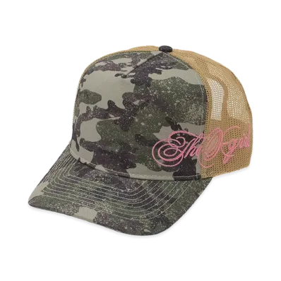 X-Girl Women's Side Script Logo Trucker Cap "Camo"