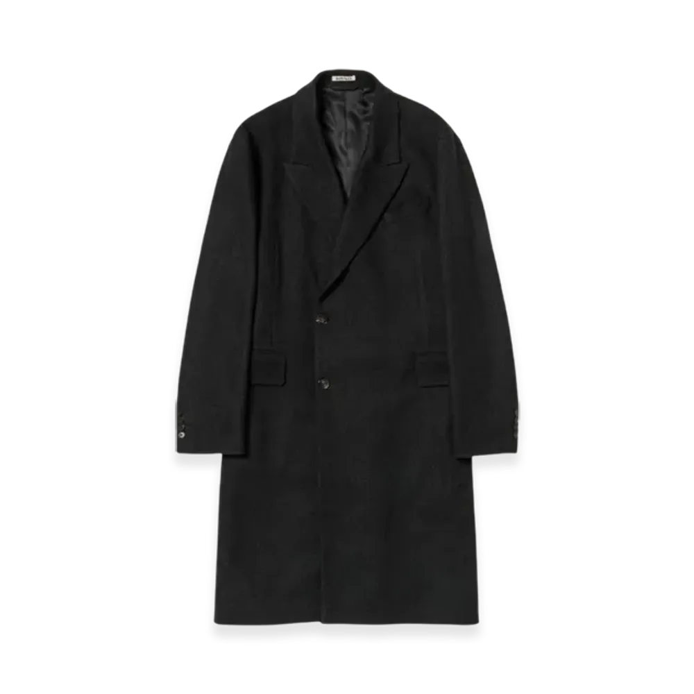 AURALEE Super Fine Wool Twill Melton Chesterfield Coat "Charcoal Chambray"
