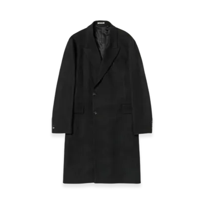 AURALEE Super Fine Wool Twill Melton Chesterfield Coat "Charcoal Chambray"