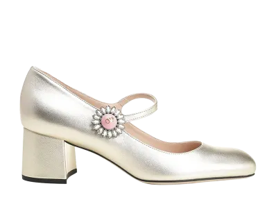 Valentino Garavani Women's Mary Jane In Silver-Plated Nappa Leather "Silver"