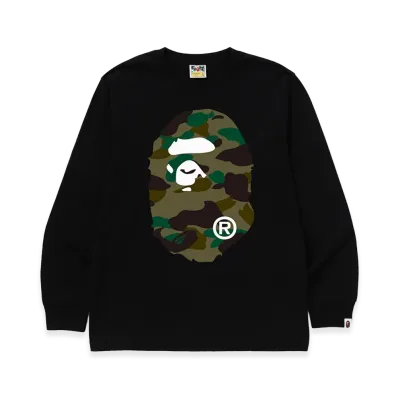 A BATHING APE Big Ape Head LS Tee "Black/Green"