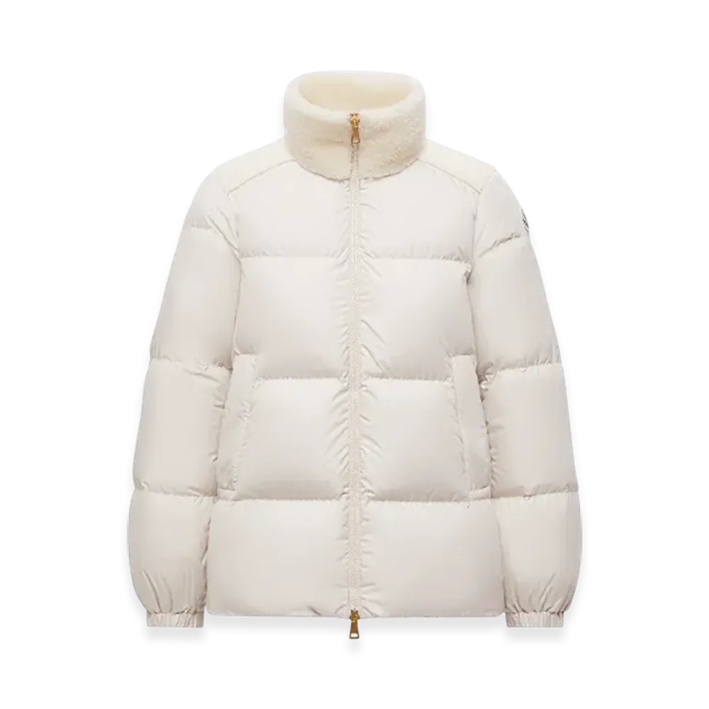 MONCLER Esnaie Teddy-Trimmed Short Down Jacket "White"