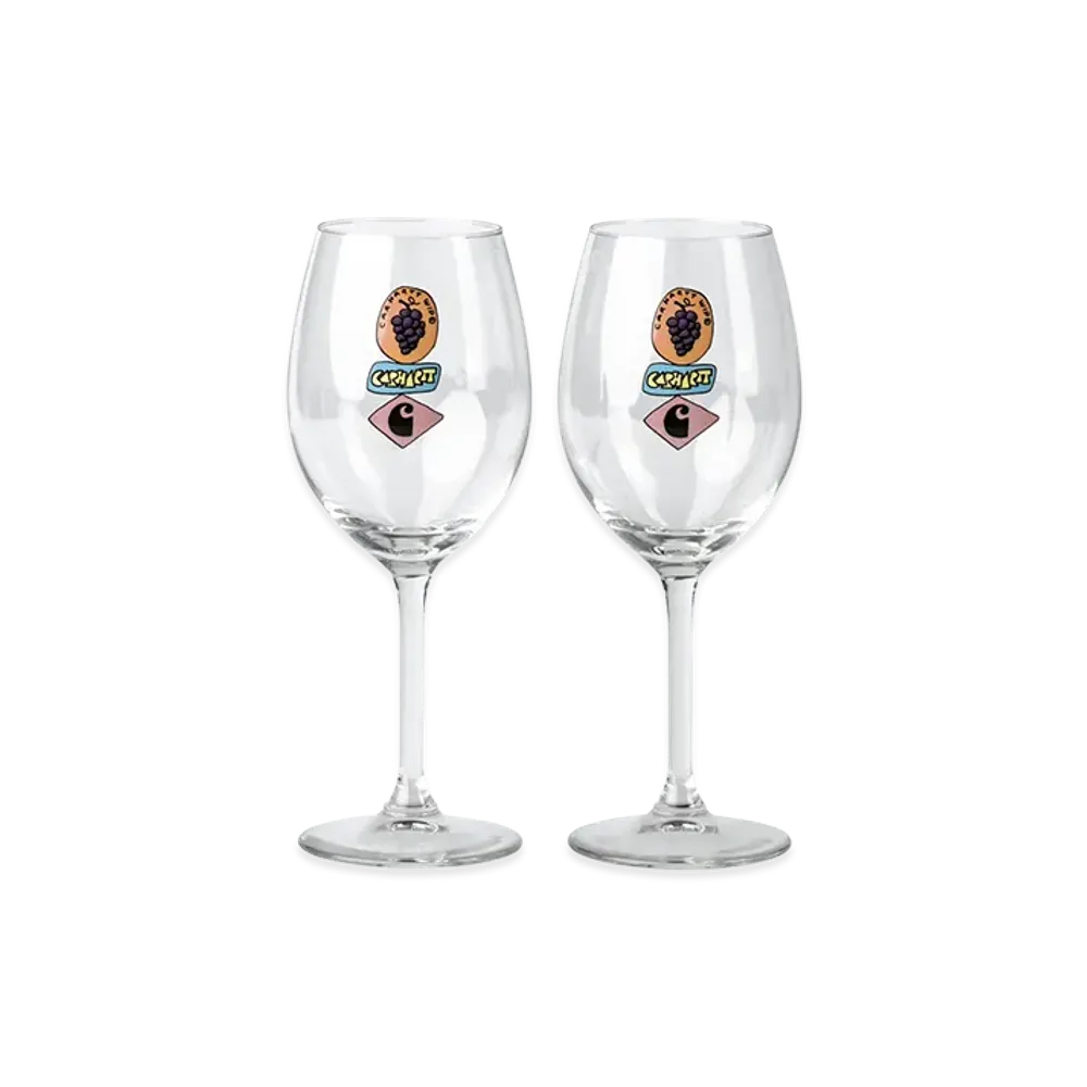 Carhartt WIP Stacked Grapes Wine Glass Set "Clear"