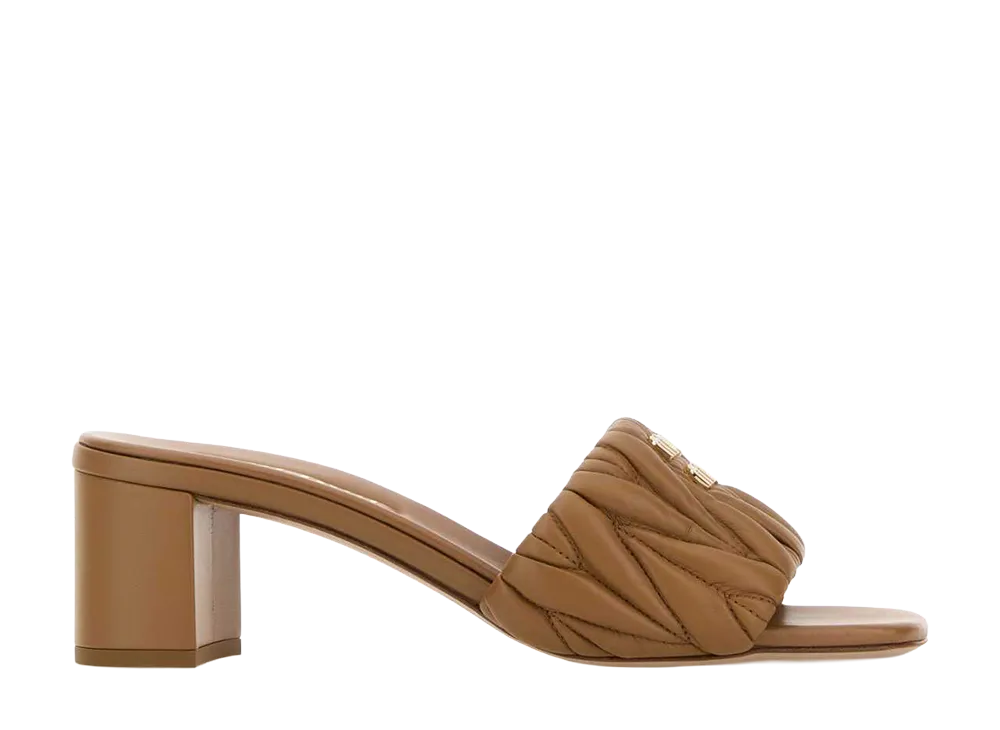MIU MIU Women's Beige Nappa Leather Mules "Beige"