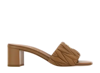 MIU MIU Women's Beige Nappa Leather Mules "Beige"