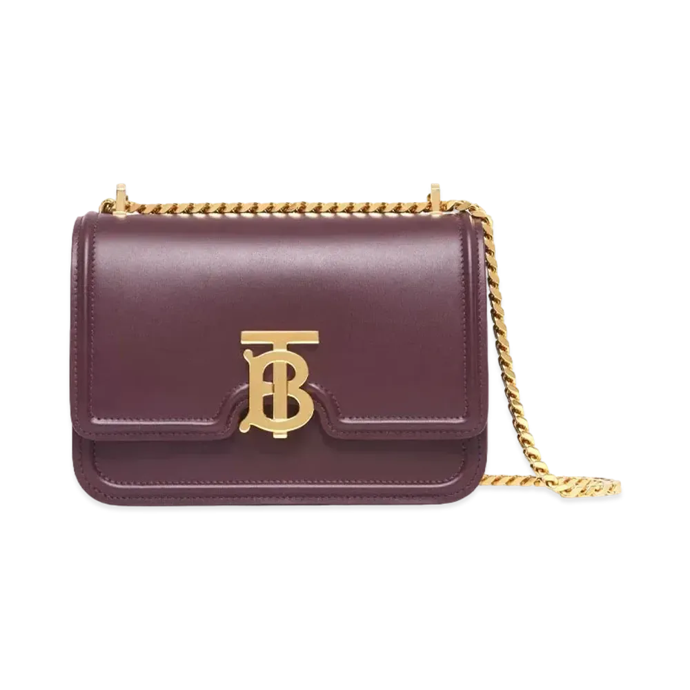 BURBERRY Small Leather TB Bag "Deep Maroon"