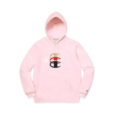 Supreme x Champion Stacked C Hooded Sweatshirt "Pink"