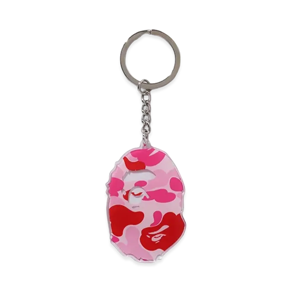 A BATHING APE ABC Camo Ape Head Acrylic Keychain "Pink"