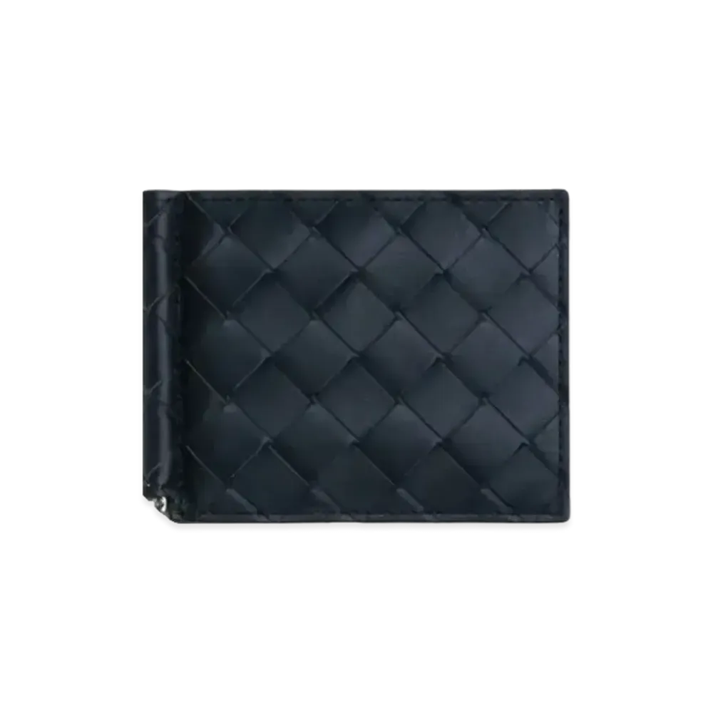 Bottega Veneta Intrecciato Calfskin Bi-fold Wallet With Money Clip "Space/Pollen"