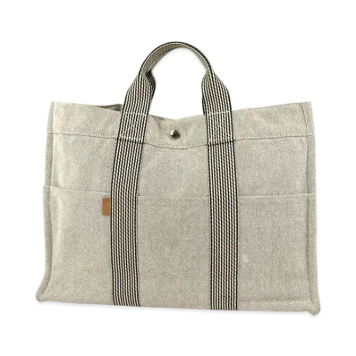 HERMES Fourre-tout Canvas Tote Bag "Gray"