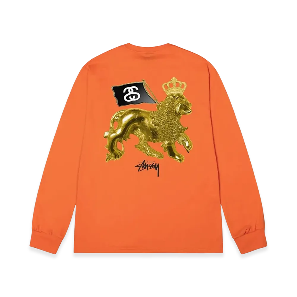 Stussy Gold Lion LS Tee "Coral"