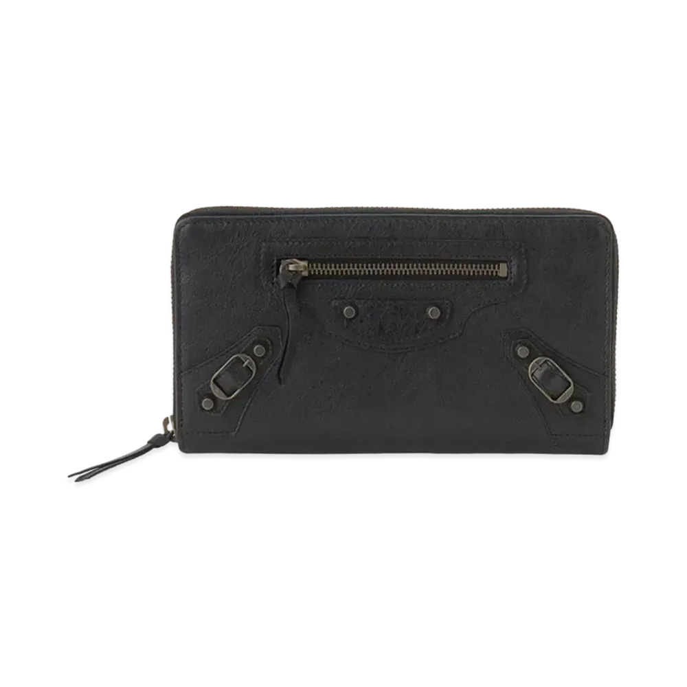 BALENCIAGA Classic Continental leather Zip Around Wallet "Black"