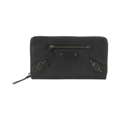 BALENCIAGA Classic Continental leather Zip Around Wallet "Black"
