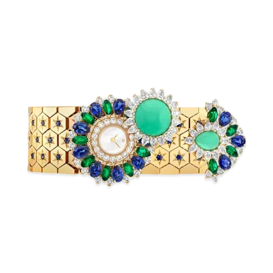 Van Cleef & Arpels Ludo Secret watch "18K Yellow gold/Emerald/Chrysoprase/Sapphire/Diamond/Mother-of-pearl"
