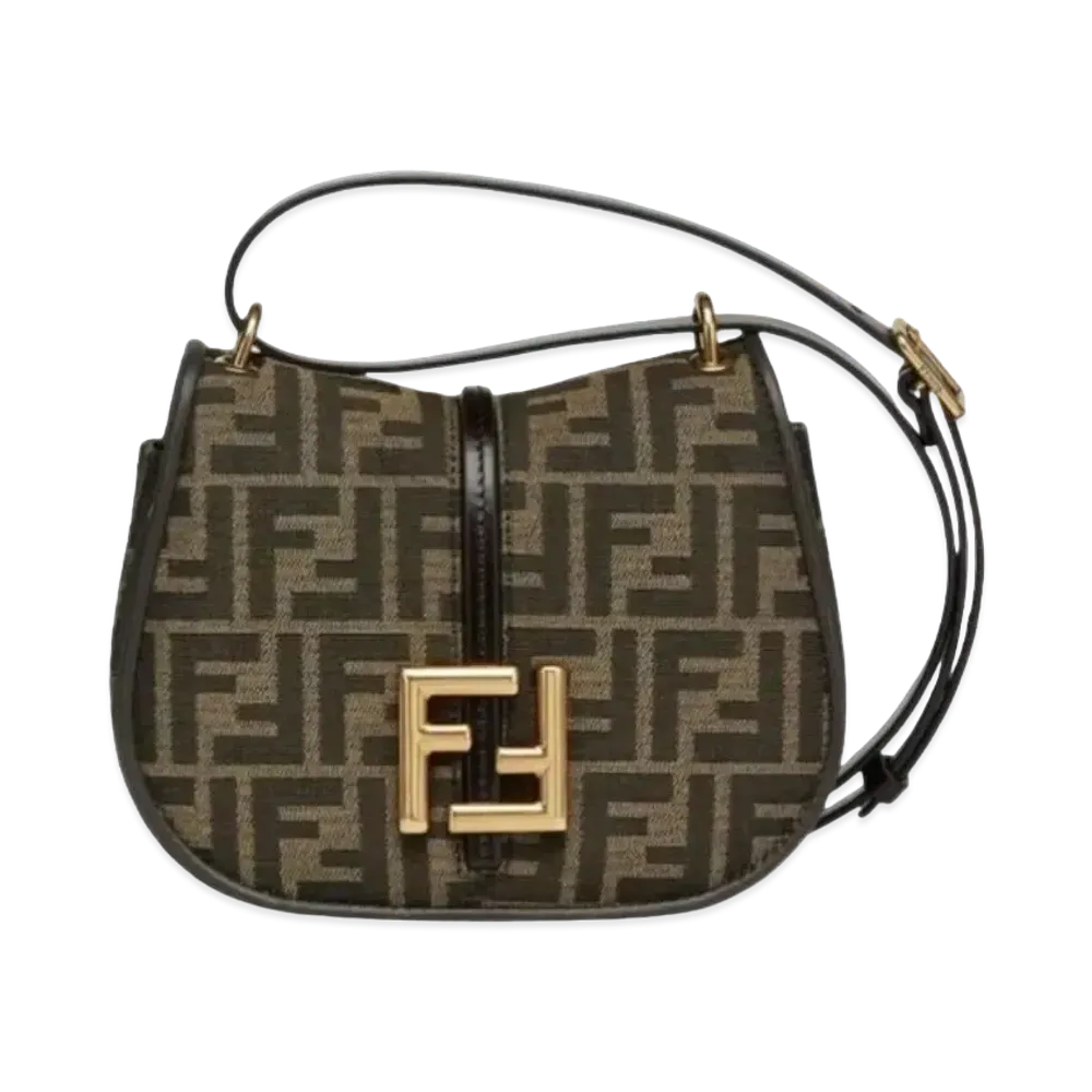 FENDI Camon Small FF Jacquard Fabric Bag "Brown"