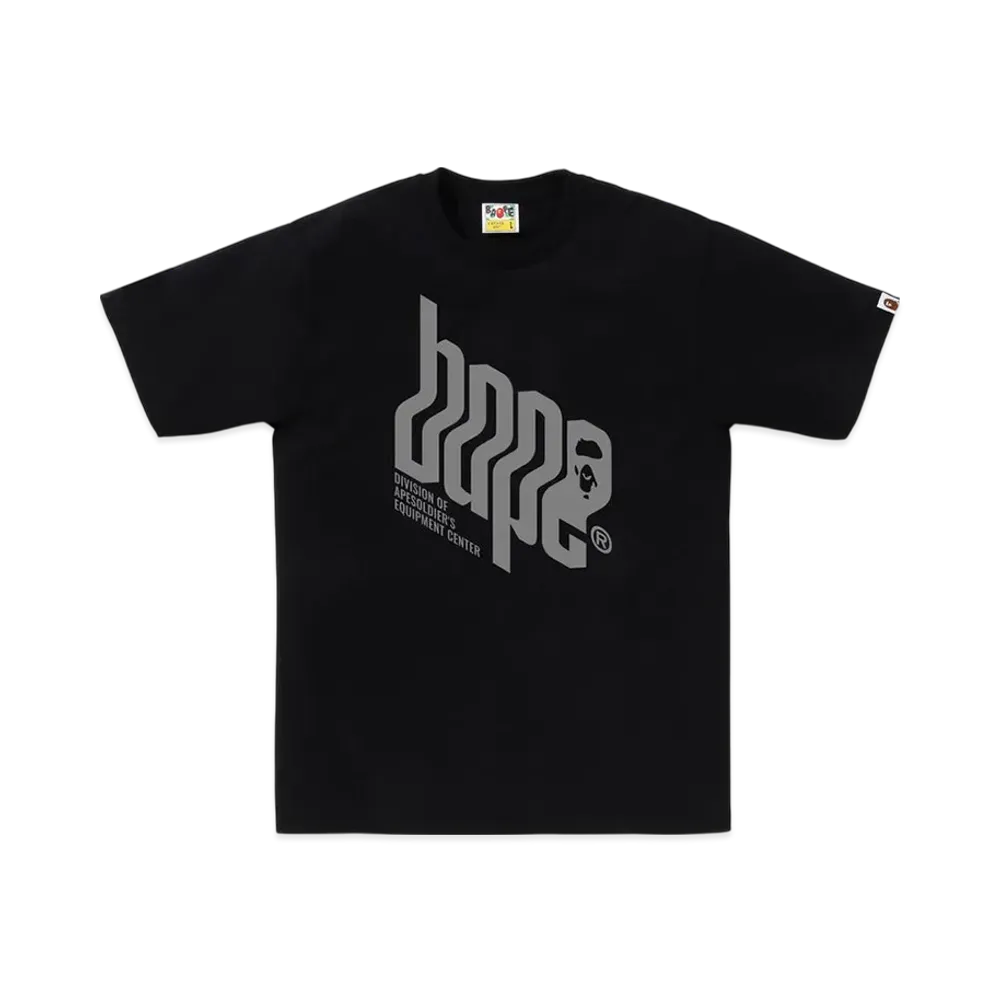 A BATHING APE Reflector Equipment Center Logo Tee "Black"