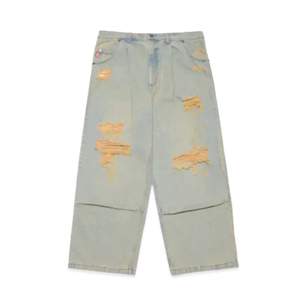 9090 King Logo Damage Buggy Denim "Light Blue"