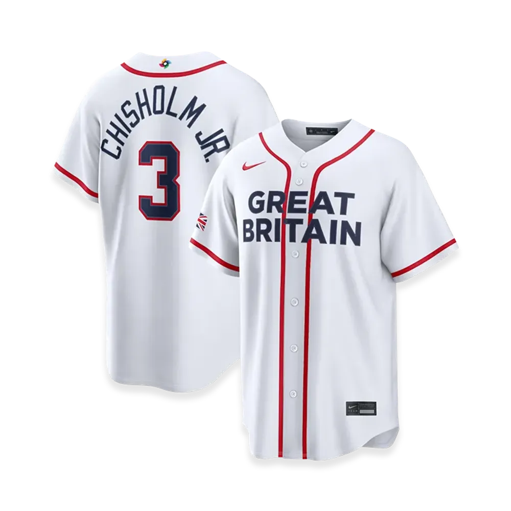 Nike 2026WBC World Baseball Classic Jazz Chisholm Jr. Great Britain Baseball Home Stadium Jersey "White"