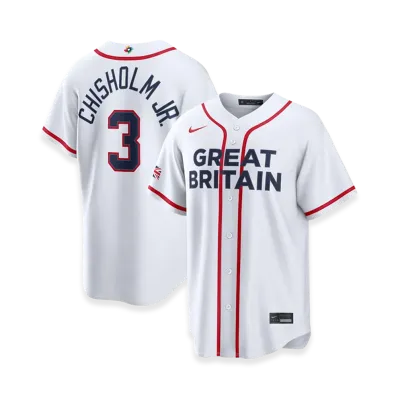 Nike 2026WBC World Baseball Classic Jazz Chisholm Jr. Great Britain Baseball Home Stadium Jersey "White"