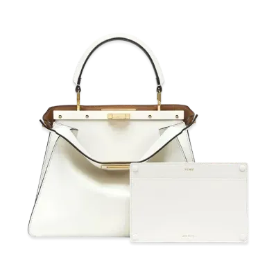 FENDI Peekaboo I See U Midiam & Leather Bag "White"