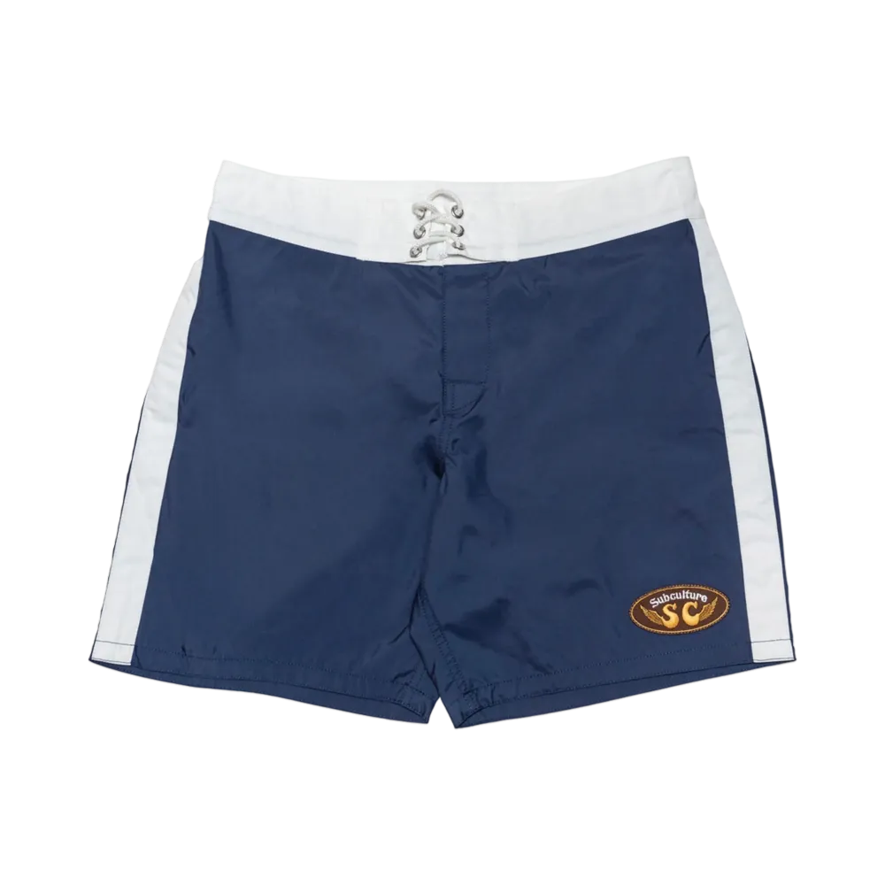 Subculture Nylon Surf Shorts "Navy/White"