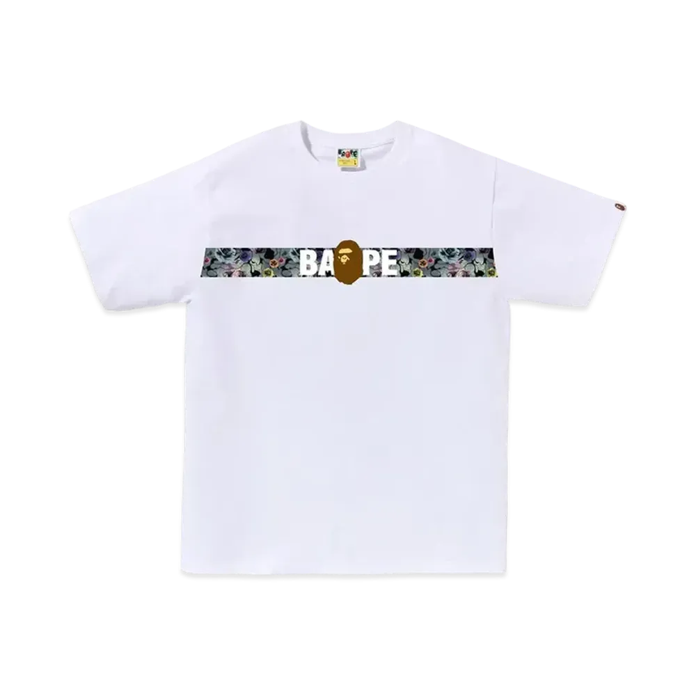 A BATHING APE Floral Camo Tape Tee "White"