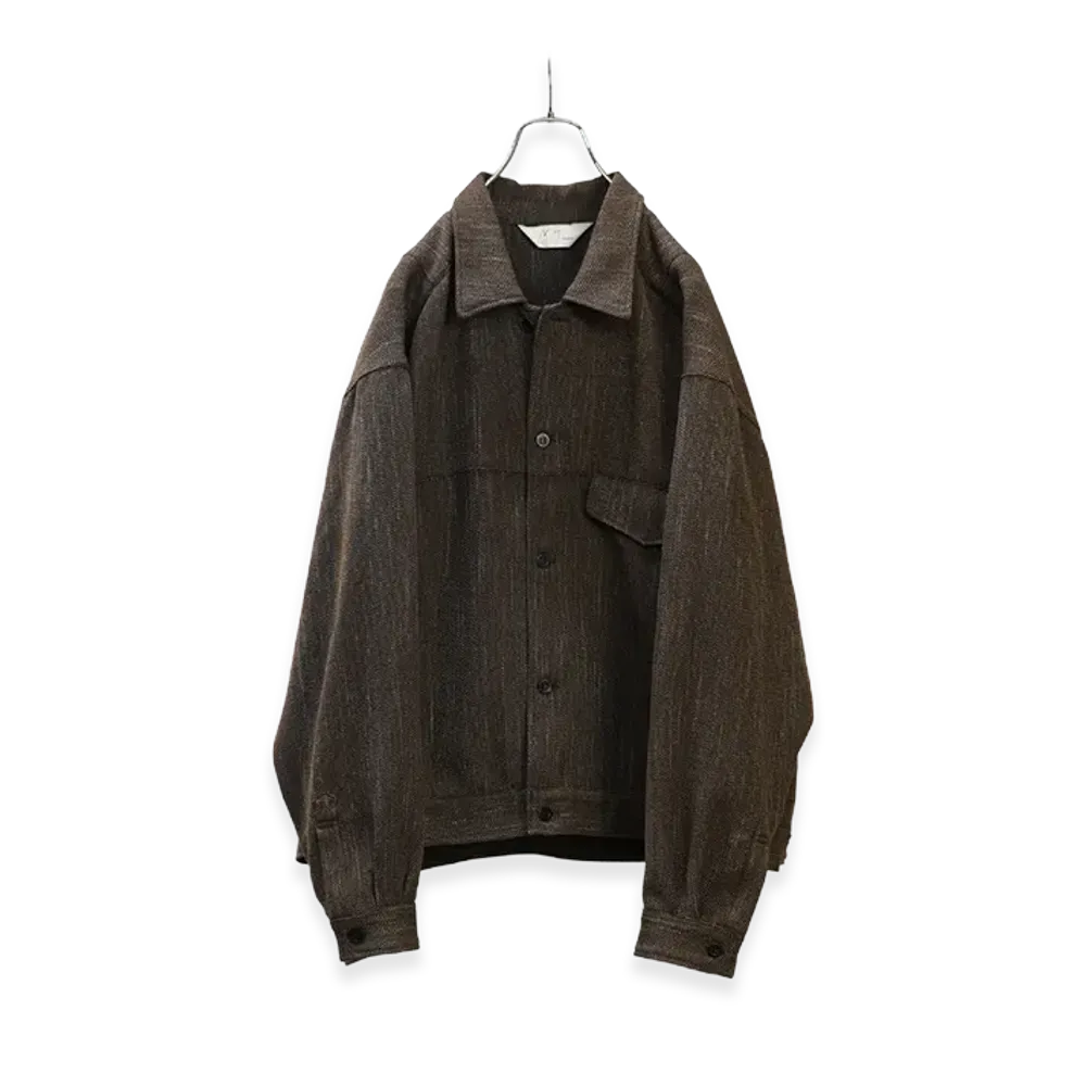 ANCELLM Melange Wool Work Shirt Blouson "Brown"