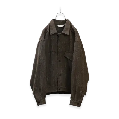 ANCELLM Melange Wool Work Shirt Blouson "Brown"